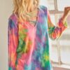 Tie-Dye Cage Hi-Low Top – V Cage Neckline