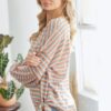 Striped Long Sleeve Top with Ribbon Tie – Orange