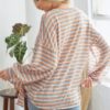 Striped Long Sleeve Top with Ribbon Tie – Orange