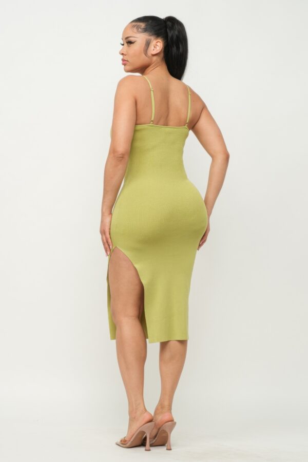 Side-Slit Cami Midi Dress – Green Bean