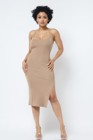 Side Slit Cami Dress – Milk Coffee