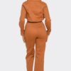 3-Piece Crop Jacket Set – Brown Cotton-Blend