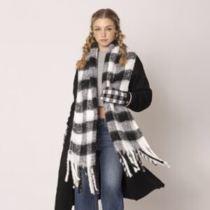 Buffalo Plaid Scarf – Oversized Black & Red Plaid