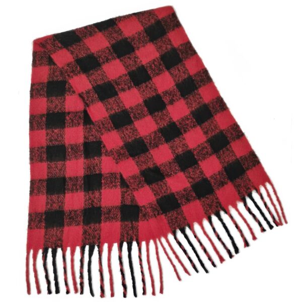 Buffalo Plaid Scarf – Oversized Black & Red Plaid