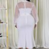 Plus-Size Stretch Skirt Set with Mesh Accents – White