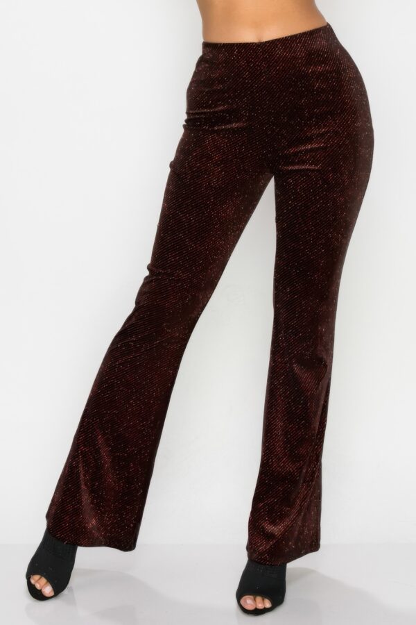 Glitter Flare High-Rise Elastic Pants – Black/Red