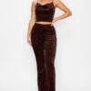 Glitter Flare High-Rise Elastic Pants – Black/Red