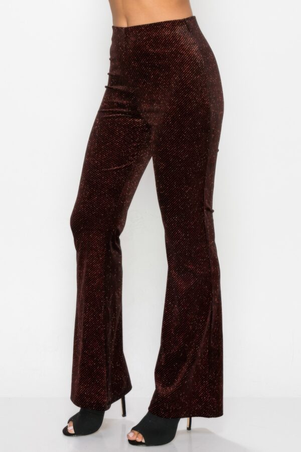 Glitter Flare High-Rise Elastic Pants – Black/Red