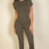 Fitted Short Sleeve Round Neck T-Shirt – Olive