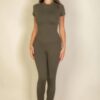 Fitted Short Sleeve Round Neck T-Shirt – Olive