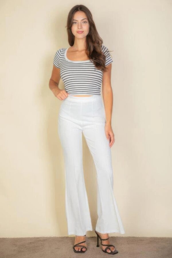 High-Waist Stretch Crepe Flare Pants – White