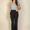 High Waist Stretch Crepe Flare Pants – Black