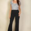 High Waist Stretch Crepe Flare Pants – Black
