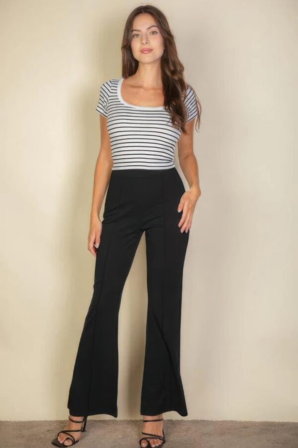 High Waist Stretch Crepe Flare Pants – Black