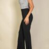 High Waist Stretch Crepe Flare Pants – Black