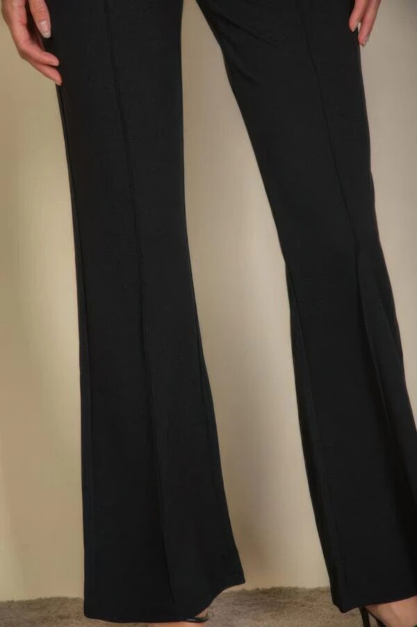 High Waist Stretch Crepe Flare Pants – Black