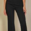High Waist Stretch Crepe Flare Pants – Black