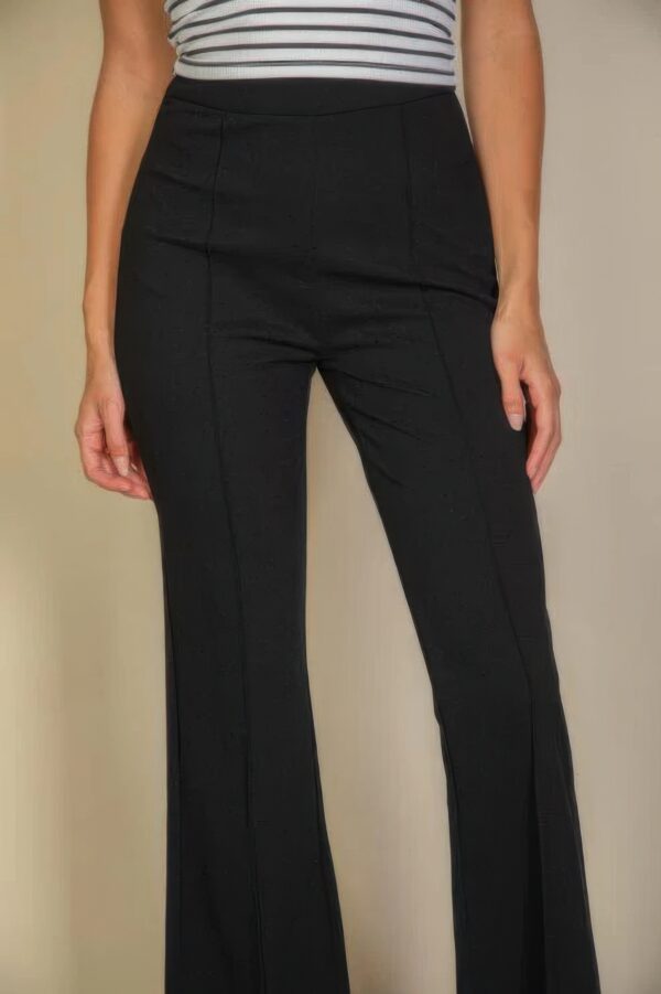 High Waist Stretch Crepe Flare Pants – Black