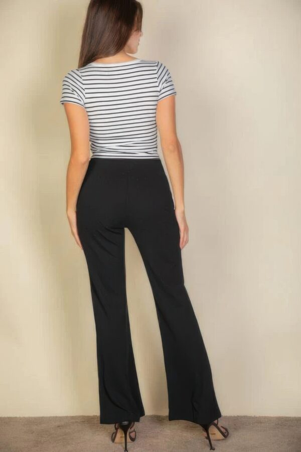 High Waist Stretch Crepe Flare Pants – Black