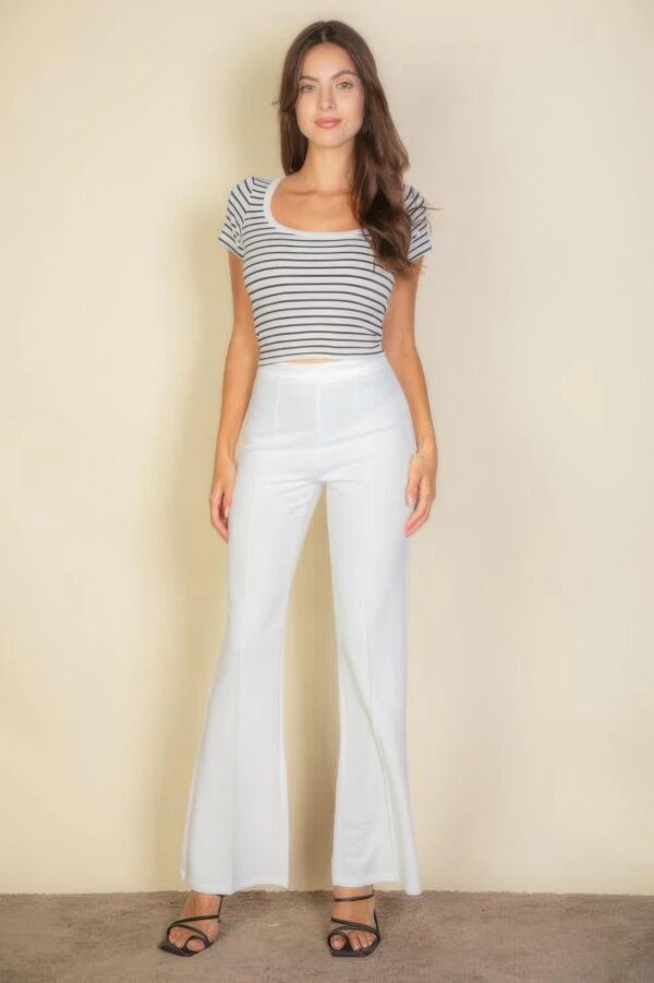 High-Waist Stretch Crepe Flare Pants – White