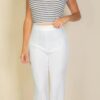 High-Waist Stretch Crepe Flare Pants – White