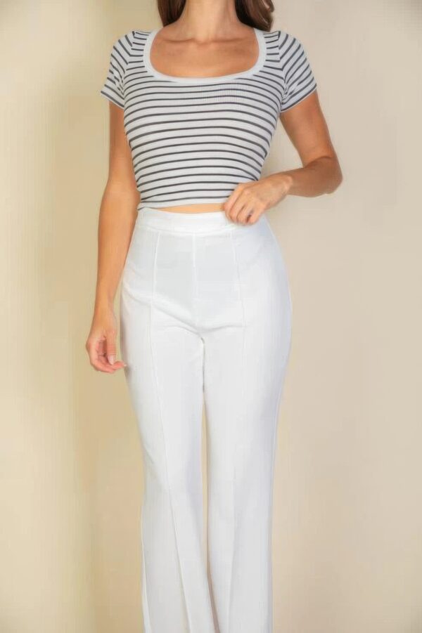 High-Waist Stretch Crepe Flare Pants – White