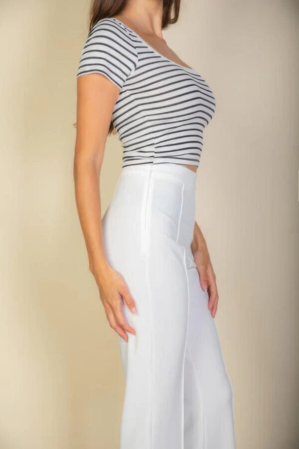 High-Waist Stretch Crepe Flare Pants – White
