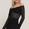 Off-the-Shoulder Stretch Lace Top – Black