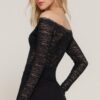 Off-the-Shoulder Stretch Lace Top – Black