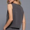 Pinstripe V-Neck Woven Vest with Front Buttons