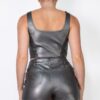 Faux Leather Square Neck Zippered Crop Top – Gun Metal