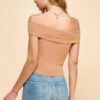 Off-Shoulder Ribbed Top – Body-Hugging Mink Tan