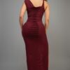 One-Shoulder Glitter Slitted Dress – Burgundy