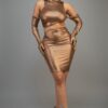 Short Dress with Gloves & Hoodie – Bronze Foil Knit