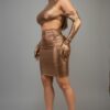Short Dress with Gloves & Hoodie – Bronze Foil Knit