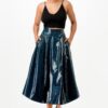 Stretch PU Midi Skirt with Pockets – Hunter Green