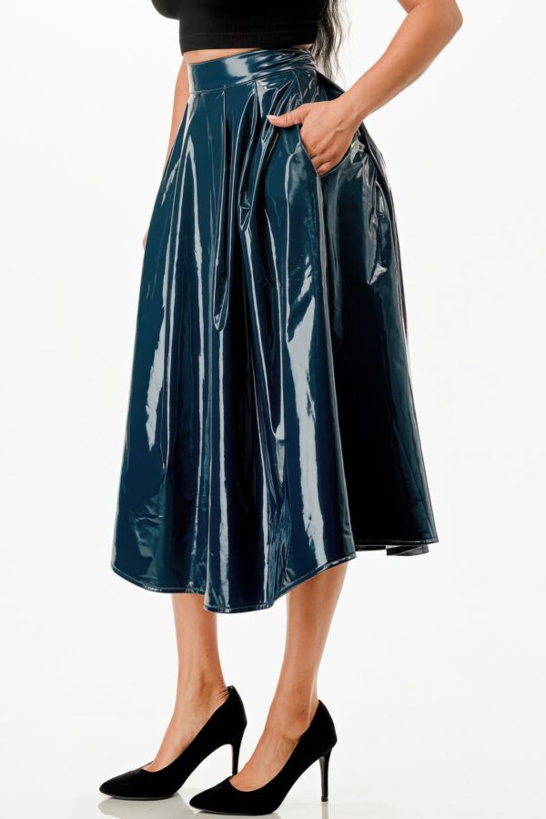 Stretch PU Midi Skirt with Pockets – Hunter Green