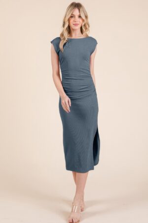 Boatneck Midi Dress with Open Back – Grisalle