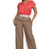 V-Collared Waist-Length Short-Sleeve Top in Sunset