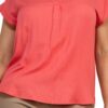V-Collared Waist-Length Short-Sleeve Top in Sunset