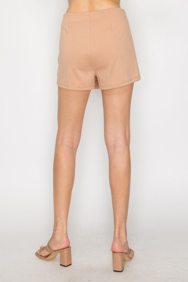 High-Rise Wrap Mini Skort with Elastic Waist – New Taupe