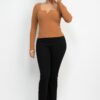 V-Bar Scoop Neck Knit Top in Light Brown