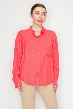 Button-Down Collared Linen Shirt – Sunset