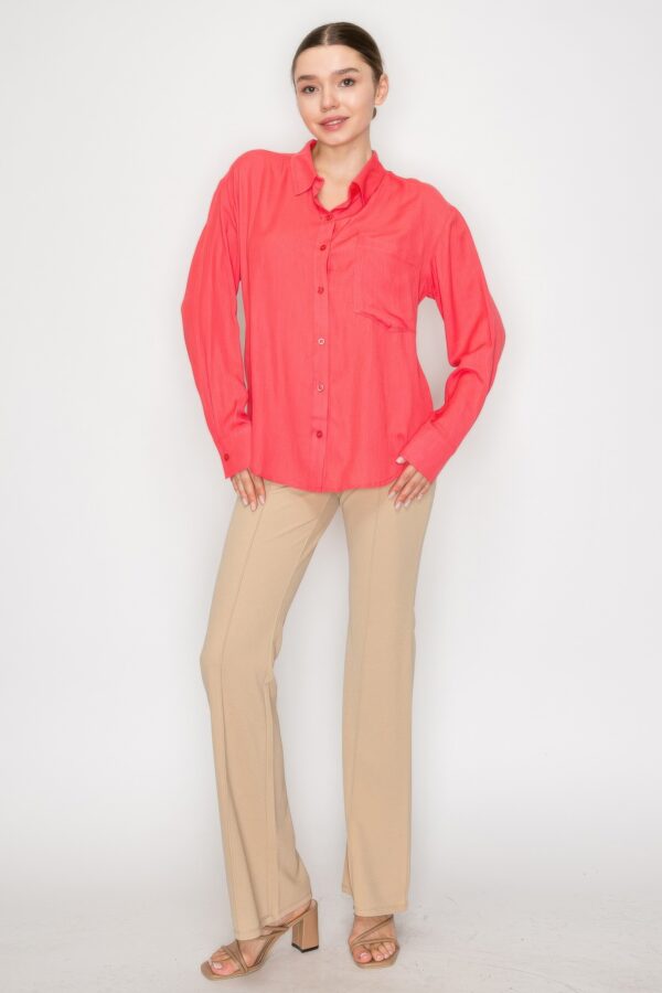 Button-Down Collared Linen Shirt – Sunset