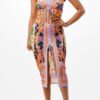 Ruched Midi Skirt Set – Adjustable Front Ruching, Purple