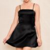 Ribbon Mini Dress with Back Ribbon Detail – Black