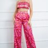 Satin Bandeau Top & Wide-Leg Pants Set – Cherry