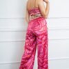 Satin Bandeau Top & Wide-Leg Pants Set – Cherry