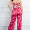 Satin Bandeau Top & Wide-Leg Pants Set – Cherry