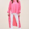 Oversized Cotton Shirt with Long Back – Pink
